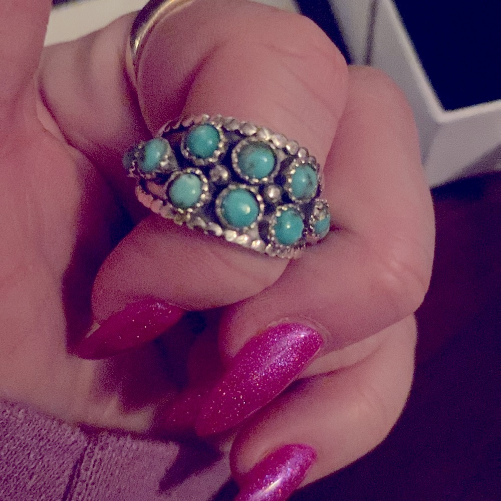 Turquoise Stone sterling silver ring in box NEW $150 size 10